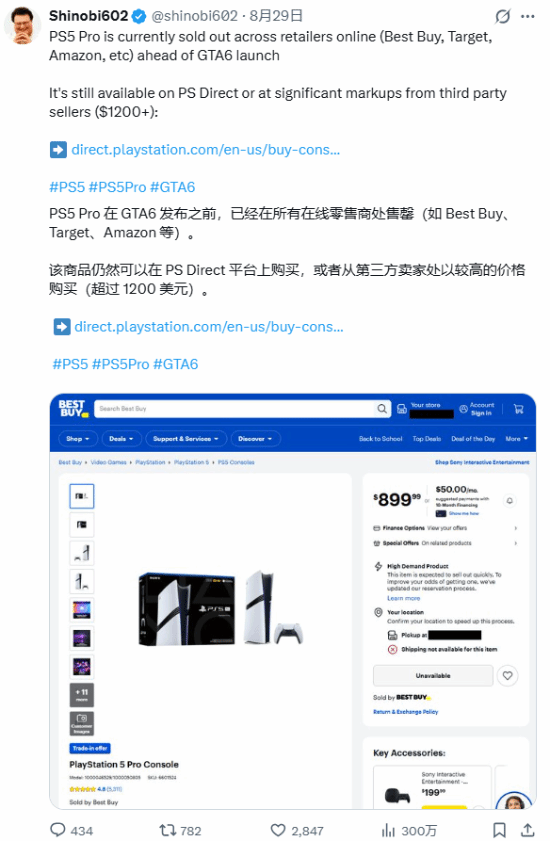 《GTA6》新预告引爆PS5 Pro抢购潮，你上车了吗？