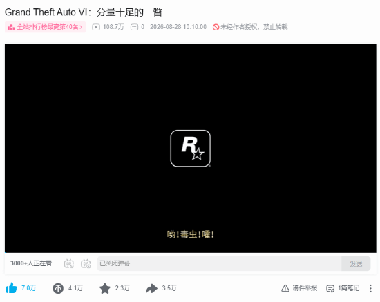 GTA6国内热度真凉了？百万播放算啥