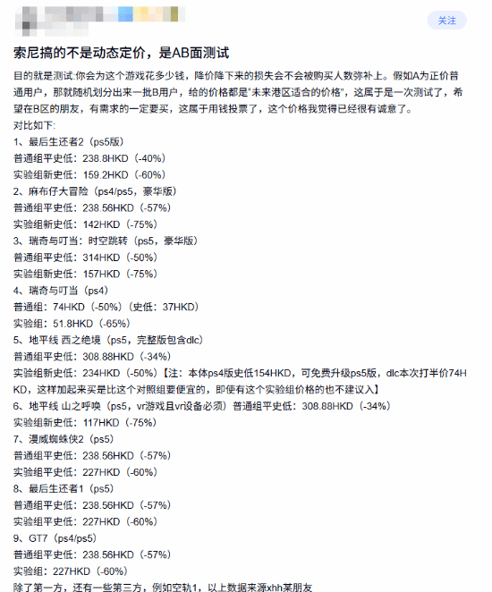 PS商店同款游戏折扣不同引争议：有玩家被划入实验组看到更低价格