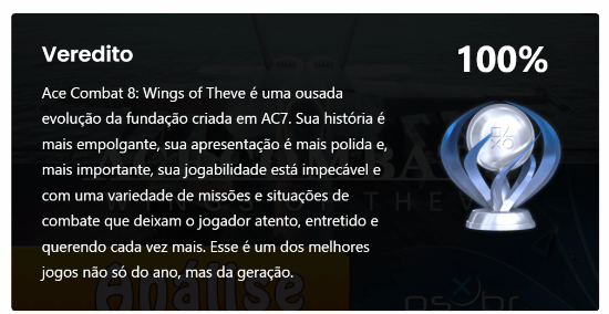 《皇牌空战8：希孚之翼》发售前获满分，PSX Brasil称其为本世代最佳之一