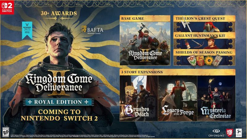 《天国：拯救2》皇家版将登陆Switch 2，售价59.99美元