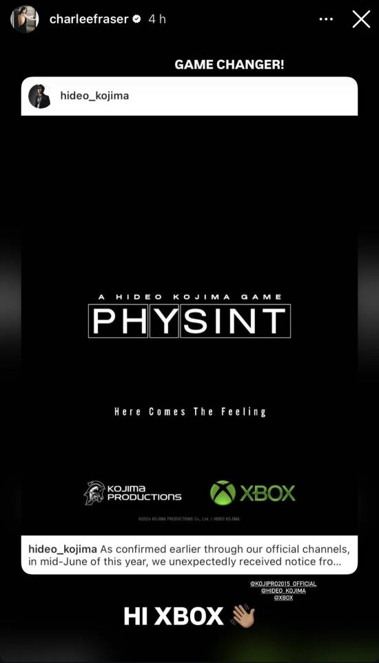 索尼退出《PHYSINT》发行，Xbox接手后主演查莉·弗雷泽发文致意