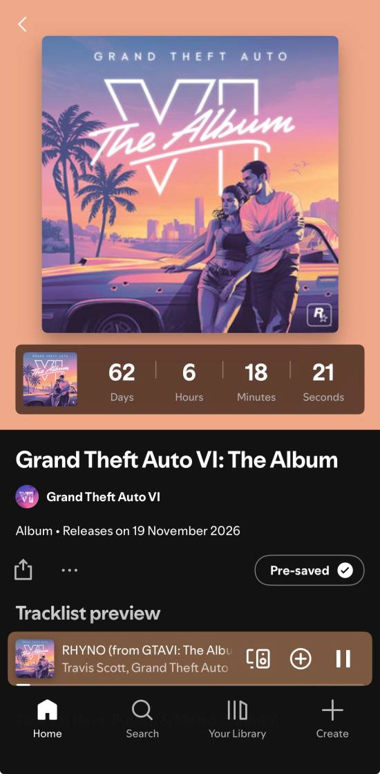 Rockstar公布《GTA6》官方原声专辑 六首单曲先行上线