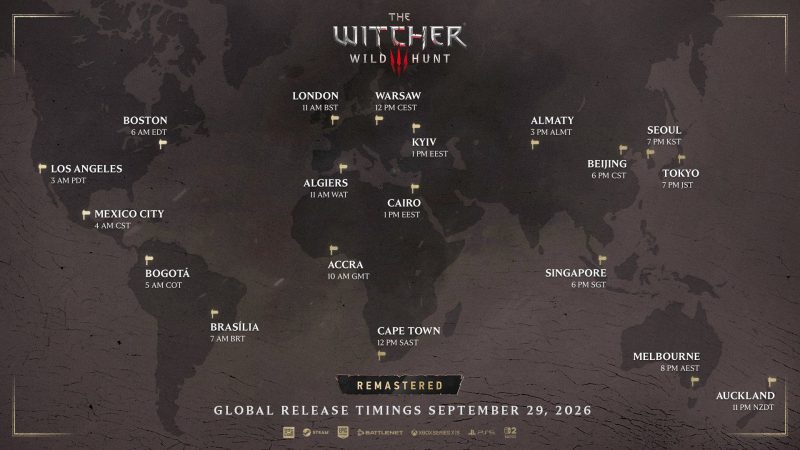 《巫师3：重制版》9月29日全球同步上线，UTC上午10点解锁