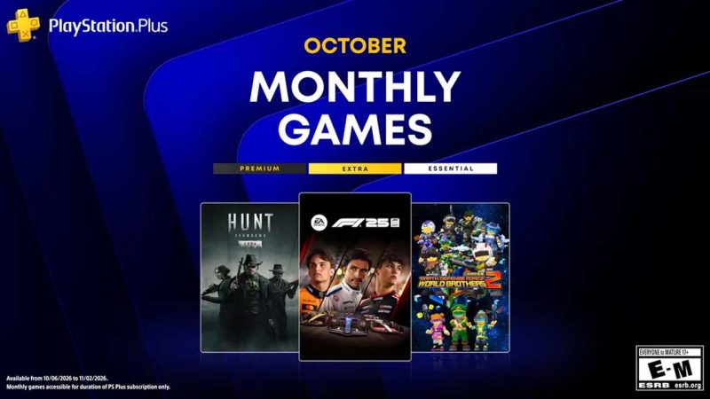 PS Plus 2026年10月免费游戏公布：《F1 25》《猎杀：对决 1896》《地球防卫军：世界兄弟2》