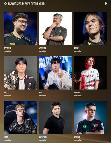 Bin入选Esports Awards年度最佳PC电竞选手提名
