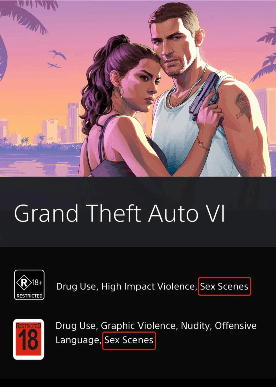 《GTA6》澳大利亚和新西兰PS商店评级提及